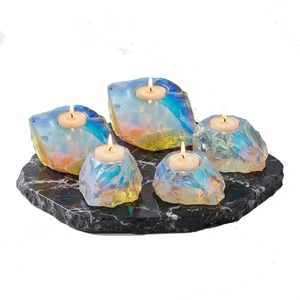 Portavelas de Piedra Natural Tallada a Mano de Opalita, Ágata y Piedras Preciosas para Sanación - Venta al por Mayor - Product Image 4