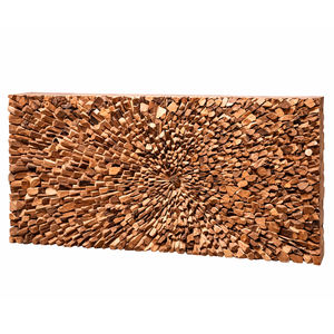 Panneau mural en mosaïque artistique abstrait Art Déco en bois de teck massif de qualité fournisseur, carrelage en bois durable pour crédence commerciale - Product Image 2