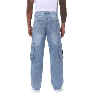 Custom Wholesale <b>Mens</b> Heavy Weight 100 Cotton Straight Denim Jeans Vintage Loose Baggy Fit Streetwear Cargo Workwear Pants - Product Image 5