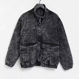 Eco Friendly Women Denim Jacket 100 Cotton <b>Jeans</b> Coat Frayed <b>Button</b> Up Casual Winter Denim Jacket OEM Supplier - Product Image 1