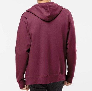 Men's Burgundy Winter <b>Zip</b>-Up <b>Hoodie</b> Regular Fit Solid Color Casual Fleece Sweatshirt Front <b>Pocket</b> Drawstring Hood 100% Cotton - Product Image 5