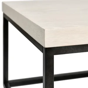 Mesa de Centro Moderna Rectangular al por Mayor, con Tapa de Madera Blanca y Estructura de Metal Negro, Mesa Minimalista para Sala de Estar u Hotel - Product Image 4
