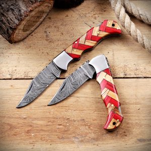 Cuchillo Plegable de Damasco con Punta Recta de Grado Industrial, Mecanismo de Bloqueo Trasero, Hecho a Mano, con Logotipo Personalizado, Cuchillo EDC de Bolsillo, Venta al Por Mayor - Product Image 6