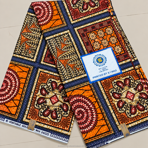 Blue Green Premium African Wax Print Ankara Fabric with Geometric Floral Pattern for Women Dressmaking - Product Image 4