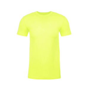 T-shirt décontracté pour homme, jaune fluo, manches courtes, col rond, couleur unie, design uni, style tricoté, 100% laine mérinos, écologique - Product Image 1
