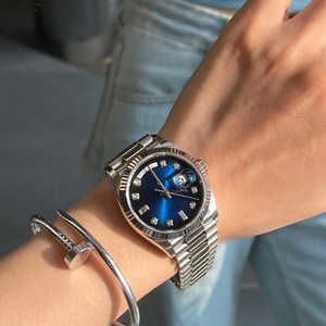 Montre mécanique automatique en acier inoxydable Sk C Factory, 36 mm, cadran bleu foncé, luxe, mode, décontractée, pour homme, haute qualité, saphir - Product Image 1