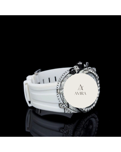 Reloj de Pulsera Analógico Jumbo de Alta Gama, Blanco, con Incrustaciones de Diamantes, Correa de Acero Inoxidable y Goma, para Fiestas y Uso Diario de Lujo - Product Image 4