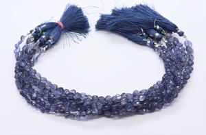 Perles de pierre précieuse Iolite naturelle AAA, forme cœur facettée, 5-6MM, 10 pouces, perles d'iolite facettées, perles d'iolite à forage droit, bijoux en forme de cœur - Product Image 2