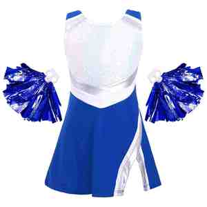 Ensemble d'uniformes de cheerleading pour enfants avec haut à paillettes, short noir et pompons - Product Image 6
