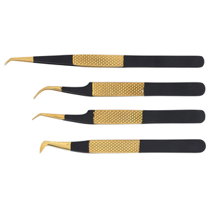 Wholesales Beauty Tools Professional Stainless Steel 90 degree Makeup Eyelash Tweezers Premium Eyelash <b>Set</b> of Tweezers - Product Image 6