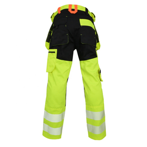 Pantalones de Trabajo de Alta Visibilidad, Reflectantes, de Poliéster, con Múltiples Bolsillos, Transpirables, para la Industria de la Construcción - Product Image 3