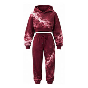 Ensemble de sweats à capuche courts pour femmes, en tissu léger, confortable et au style assorti, pour un usage décontracté et sportif - Product Image 1