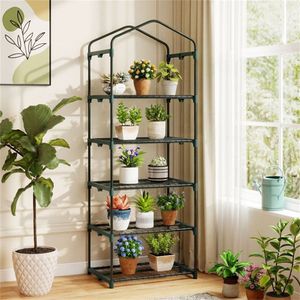 Portable 5 Tier Green Mini Greenhouse with PE Grid Cover Tool-Free Assembly for Indoor & Outdoor Use Pop-up <b>Frame</b> for <b>Planting</b> - Product Image 6