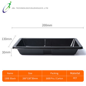 Caja de embalaje rectangular para frutas y verduras, bandeja para servir verduras de grado alimenticio de Model-130E-Black, sin tapa - Product Image 6