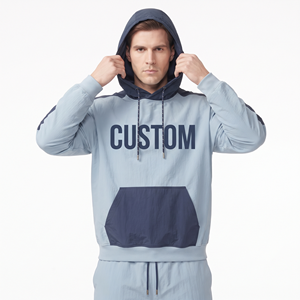 Sudadera con Capucha Oversize de Dos Tonos para Hombre, de Nylon Grueso, Hombros Caídos, Manga Larga, Estilo Casual Urbano - Product Image 4