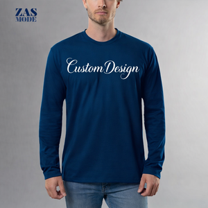 Vente en gros de t-shirts à manches longues 100% coton pour hommes, de haute qualité, coupe classique, motif uni, séchage rapide, respirant, écologique, 220g - Product Image 3