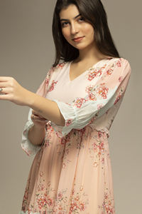 Sustainable Design Multicolor Floral Printed Flared <b>Dress</b> Comfortable Loose Fit Wear Casual Women <b>Dresses</b> at Wholesale Supply - Product Image 6