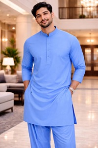 Elegante Shalwar Kameez Tradicional Indio de Algodón de Alta Calidad para Hombre |   Ropa para Fiestas y Eventos de Boda Sin Arrugas - Product Image 3