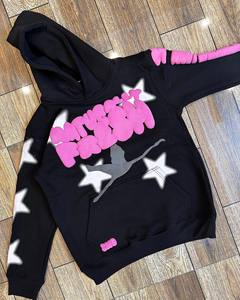 ARSCF Black Hooded Tracksuit <b>Set</b> Full Sleeve 3D Embroidery Letter Print Streetwear Unisex Adult Autumn Casual Wear - Product Image 6