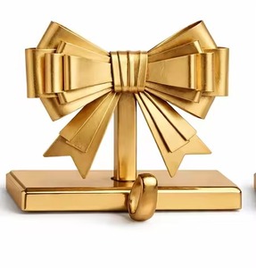 Stocking Holder In Bow <b>Tie</b> Shape Golden High Quality Personalized Picture Frame Christmas Stocking Holder Festive Metal Gifts - Product Image 1
