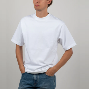 เสื้อยืดแขนสั้นผ้าฝ้ายสำหรับผู้ชายผู้หญิงคู่รัก สีขาวล้วน ทรงหลวม คอกลม ป้องกันรอยยับ ระบายอากาศได้ดี เป็นมิตรกับสิ่งแวดล้อม สวมใส่สบาย - Product Image 4