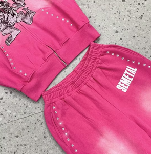 Women's Custom Acid Wash Tracksuit Set – 100% Cotton French Terry Zip-Up Hoodie & Joggers - Product Image 4