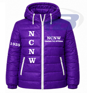 Veste matelassée à capuche NCNW Sorority pour femme, veste varsity matelassée, broderie 1935, isolée, chaude, hiver, veste pour femme NCNW - Product Image 1