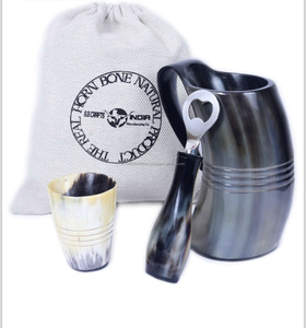 Taza para beber Medieval de cuerno de búfalo genuino de alta calidad, jarra de cerveza de buey más vendida, Taza de cerámica vikinga hecha a mano para fiestas - Product Image 3