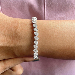Pulsera de tenis de moissanita con corte ovalado, pulsera de boda, pulsera de lujo con diamantes de corte ovalado, regalo para la futura novia - Product Image 1