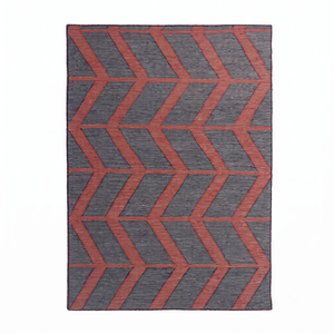 Tapis géométrique Chevron en terre cuite et charbon de bois, écologique, antidérapant, en laine tuftée à la main, motif flèche moderne pour salon - Product Image 1