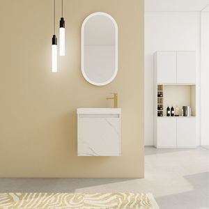 20\" <b>Wall</b> Mounted <b>Floating</b> Bathroom Vanity with Resin Sink and Soft-Close Cabinet Door - Product Image 1