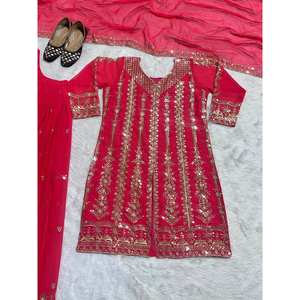 Conjunto de Traje de Fiesta para Mujer de Diseñador con Top-Plazzo y Dupatta, Top Elegante y Chal para Ocasiones Especiales - Product Image 2