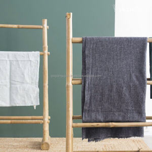 Étagère à serviettes en bambou réglable de 50 cm, 3, 4, 5 ou 6 marches, design autoportant pour l'installation dans la salle de bain - Product Image 5