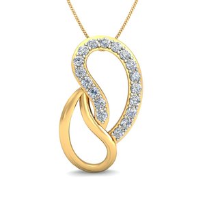 Yellow Gold Diamond <b>Infinity</b> Pendant With Round Brilliant Cut Stones For Women's Romantic Engagement Jewelry - Product Image 3