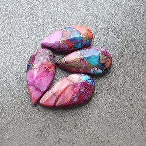 Cabochon de nacre rose véritable calibré en forme de poire |   Pierre naturelle non taillée pour bijoux - Product Image 5