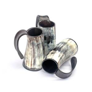 Handcrafted Buffalo Horn Drinking Mug With Handle Vintage Style Natural Horn Beer <b>Cup</b> Medieval Tavern Mug <b>Large</b> Capacity - Product Image 1