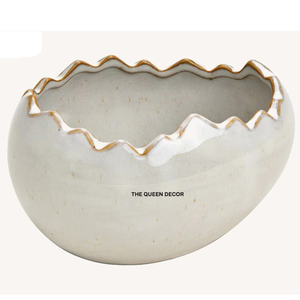 Bol décoratif en métal de forme géométrique, finition blanche, style moderne, pour table, prix de gros, vente en gros, directement de l'usine - Product Image 1