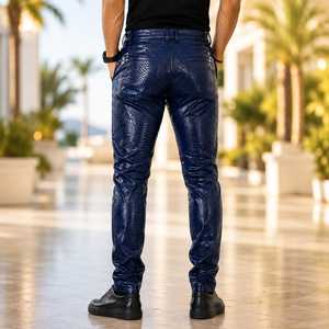 Python <b>Leather</b> <b>Pants</b> <b>Men</b> Exotic Skin Trousers , <b>men's</b> Biker <b>Pants</b> , motorbike lederhose - Product Image 2