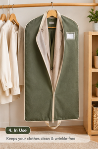 Wholesale Custom logo Green Cotton Eco Friendly Zip lock Dustproof Hanging Suit Cover Garment Bag Storage Bag For Home Use - Product Image 4