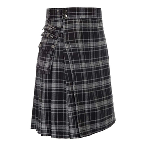 8 Yards Tartan Kilt for Mens 16oz Acrylic Wool Kilt Scottish Apparel with 3 <b>Buckles</b> and Leather <b>Straps</b> Knife Pleated - Product Image 1