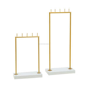 Présentoir de collier à 2 niveaux en métal enduit de poudre noire avec design de panier parfait pour l'organisation d'accessoires de bijoux - Product Image 6