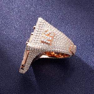 Export Quality Rose <b>Gold</b> Plated Pyramid <b>Cocktail</b> <b>Ring</b> With Micro Pave Cubic Zirconia Round Stones Mens Glam Party Jewelry - Product Image 3