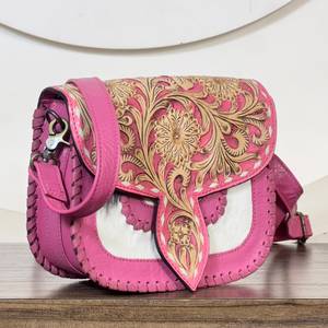 Bolso Bandolera de Cuero Genuino Hecho a Mano con Diseño Floral para Mujer, Estilo Western, para Salir de Noche o Ir de Compras - Product Image 2