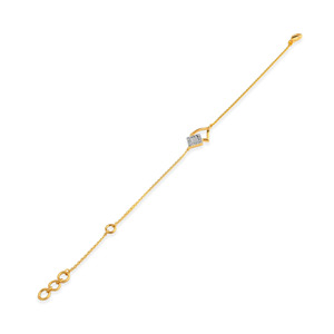 Interlocking <b>Square</b> Diamond Bracelet with Yellow Gold Open <b>Frame</b> and <b>White</b> Stone Center Accent - Product Image 3