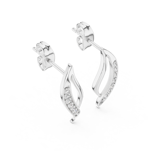 Juego de pendientes minimalistas con diamantes cultivados en laboratorio en oro blanco macizo de 18 quilates, para compromiso, boda, fiesta, regalo de San Valentín, uso diario para mujeres. - Product Image 2