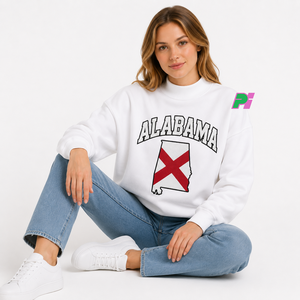 Sudadera personalizada con cuello simulado y letras con apliques de ALABAMA, mapa del estado, forro polar grueso, sudadera extragrande con cuello simulado para mujer - Product Image 5