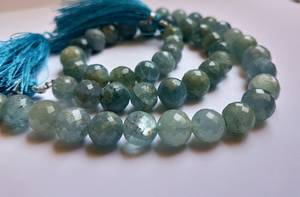 Cuentas redondas facetadas de aguamarina natural AAA de 9-9.5 mm, cuentas de piedras preciosas de aguamarina de 9.5 pulgadas, cuentas de aguamarina azul para joyería - Product Image 3