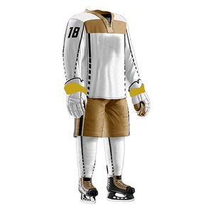 Uniforme de Hockey sobre Hielo para Hombre, Jersey de Manga Larga con Malla, Pantalones Cortos con Cintura Elástica, Impresión Sublimada, Absorbe la Humedad, Corte Holgado, Cuello en V - Product Image 3