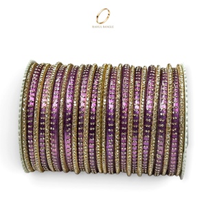 Ensemble de bracelets classiques de style indien en aluminium violet, style Cachemire, élégants, avec pierres dorées scintillantes, pour femmes, bijoux de soirée - Product Image 5