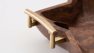 Walnut Stained <b>Mango</b> <b>Wood</b> Serving <b>Bowl</b> Star Shaped Wooden Salad <b>Bowl</b> with Polished Metal Side Handles - Product Image 2